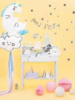 Produktbild von Partyhüte Hologramm 16cm silber 6er Set