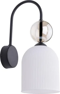 Produktbild von Wandlampe Metall Glas H: 33,5 cm Schwarz Weiß E14 Modern