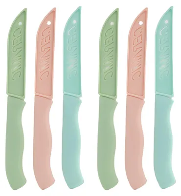 6-tlg. Keramik-Küchenmesser-Set, 80 mm Klingen, mit Schutzhüllen