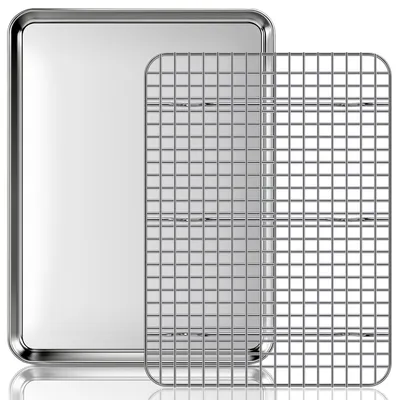 Productafbeelding van Bakplaat met koelrooster van roestvrij staal 40,5 x 30,5 x 2,5 cm