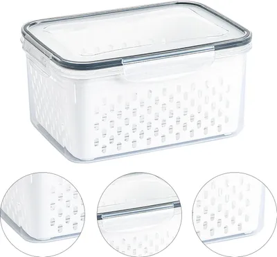 Image de Panier de stockage pour égouttoir Boîte de stockage transparente pour fruits et légumes pour fournitures de cuisine 3300ML