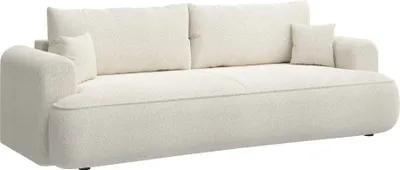 A cream-colored sofa is shown from a slightly angled front view against a white background.