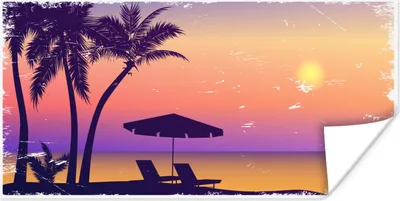 Produktbild von MuchoWow® Poster Strandkorb - Sonnenschirm - Sand - Nacht 160x80 cm - Foto Poster