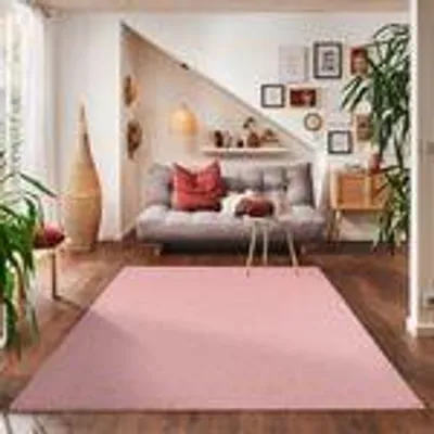 Produktbild von Weicher Teppich mit einfarbigem Design - Moderner Look für Wohnzimmer und Schlafzimmer, Größe: 200 x 290 cm, Farbe: Rosa