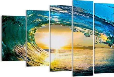 Produktbild von Bild auf Leinwand - Leinwandbild - Ozean Welle Sonne Klima - 150x100cm - Wand Bild - Wanddeko - Leinwanddruck - Bilder - Kunstdruck - Wanddekoration - Leinwand bilder - Wandkunst - EG150x100-2779