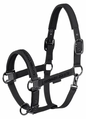 Produktbild von Eskadron Platinum Halfter " FAUX LEATHER JEWEL DOUBLE PIN ", Stallhalfter, Lederhalfter Größe - X-Warmblut Farbe - black