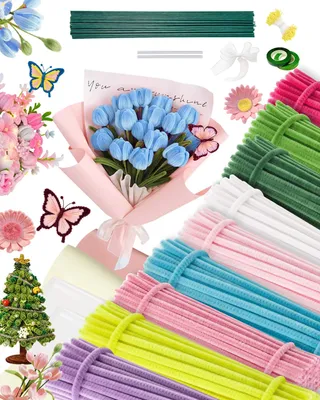 Pfeifenreiniger-Set, 450 Stück, 9 Farben, Bastelbedarf