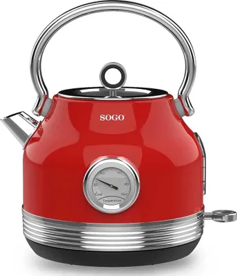 Produktbild von Sogo KET-SS-7760, 1,8 l, Rot, Edelstahl, Regelbare Temperatur, Wasserstandsanzeige, Überhitzungsschutz