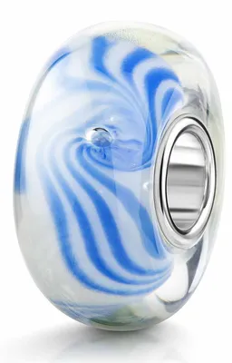 Produktbild von MATERIA by Matthias Wagner Glas Bead Anhänger blau weiß Wellen für Beads Armband 350