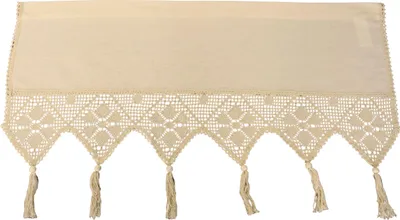 Image de ZAZDROSTKA Rideau lisse beige avec dentelle au crochet, 45 x 200 cm, beige naturel
