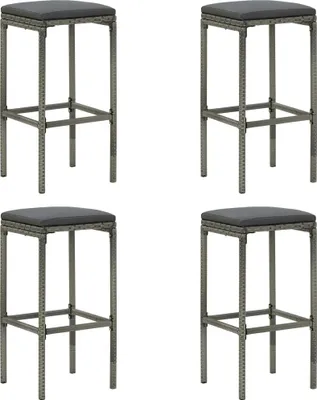 Image de Maison Exclusive - Lot de 4 tabourets de bar avec coussins, en polyrotin gris