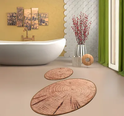 Produktbild von Bosdela Ovales 2-Teiliges Badezimmerteppich-Set, WC-Vorleger-SetWood