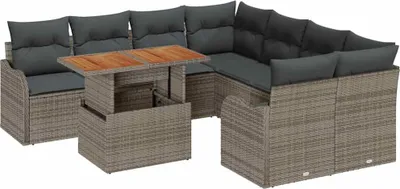 Obrázok produktu pre vidaXL Záhradná sedacia súprava s úložným priestorom 9 ks Grey Poly Rattan