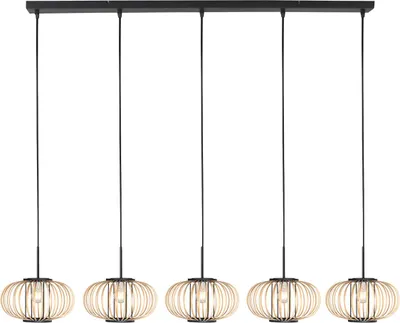 Image de Mexlite - suspension - HaloSwap - naturel noir - bambou - grande lampe de table à manger - E27 - 4529ZW