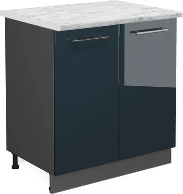 Produktbild von Spülenunterschrank Vicco Fame-Line Dunkelblau Hochglanz 80 cm , AP Marmor, Model 48808