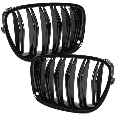 Produktbild von BMW 5er F07 GT 09-17 Nieren zwischen den Scheinwerfern (links + rechts) SCHWARZ Glänzend DOPPELSTREBEN