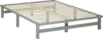 Produktbild von Homestyle4u Holzbett 140x200 mit Lattenrost Grau Bettgestell Palettenbett Palettenmöbel Futonbett Doppelbett
