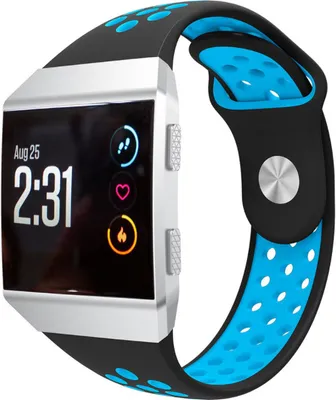Produktbild von Strap-it® Fitbit Ionic Sportarmband (Schwarz/Blau) - Große: M/L