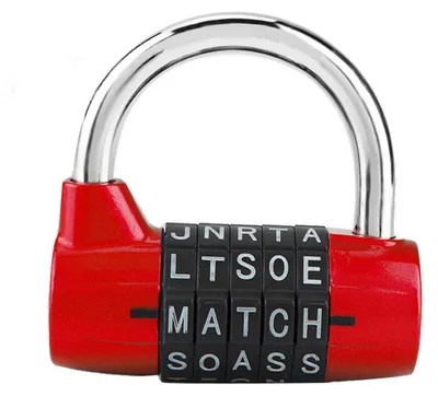 Immagine prodotto di Luchetto a combinazione a 5 cifre, colore rosso, dimensioni 6,5 x 5,7 x 4 cm, realizzato in lega di zinco, con catenaccio in acciaio