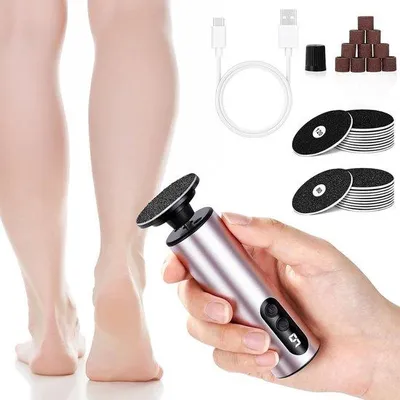 Zdjęcie produktu dla Elektryczny pilnik do stóp - czarny - 4 x 11,5 cm - Pilnik do pedicure zasilany akumulatorowo, z 9 ustawieniami prędkości - do usuwania zgrubień i martwego naskórka
