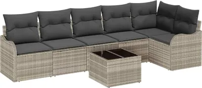 Immagine prodotto di Set Divano da Giardino Grigio chiaro polyrattan