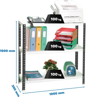 Produktbild von Metallregal COMFORT PLUS 3/300 1000 ANTHRAZIT/WEISS