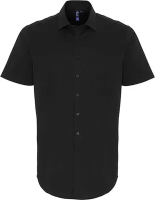Immagine prodotto di Premier Workwear Uomo Camicia in cotone a maniche corte in popeline dal taglio elasticizzato