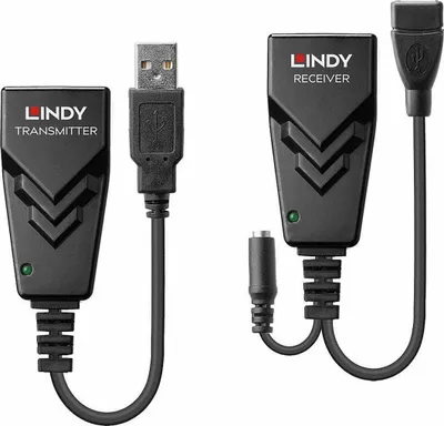 Produktbild von Lindy 42674, Netzwerksender & -empfänger, 100 m, 480 Mbit/s, Cat5e, Cat6, CH317Q, CH536G, Schwarz