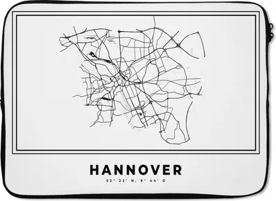 Produktbild von MuchoWow® Laptop Hülle 13 Zoll Schwarz und weiß - Deutschland - Karte - Stadtplan - Hannover Laptoptasche - Laptophülle - Sleeve - Rundumschutz