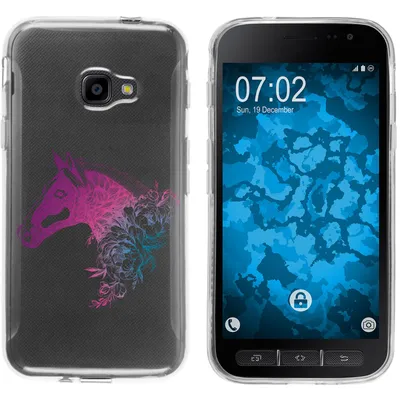 Produktbild von PhoneNatic Case kompatibel mit Samsung Galaxy Xcover 4 / 4s Silikon-Hülle Floral Pferd M5-6