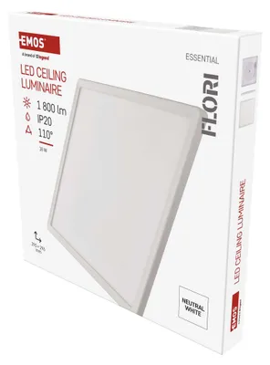 Productafbeelding van EMOS - LED wand- en plafondlamp FLORI, vierkant - neutraal wit, 4000 K - 1800 lm