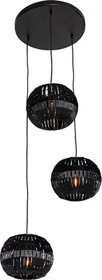 Produktbild von QAZQA - Moderne Hängelampe I Pendellampe I Pendelleuchte schwarz 3-flammig - Zoë I Wohnzimmer I Schlafzimmer - Stahl Rund - LED geeignet E27