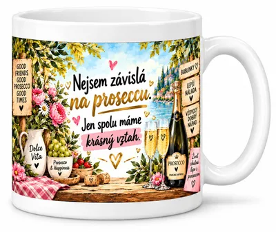 Image de Tasse humoristique pour les amoureuses de prosecco : "Je ne suis pas accro au prosecco" - 300 ml, Image générée par une IA