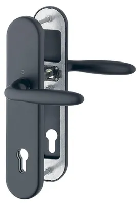 Produktbild von HOPPE Verona Türdrücker Schutzgarnitur Langschild Alu F9714M schwarz matt 1510/3331/3310 (Entfernung: 92mm) Entfernung: 92mm