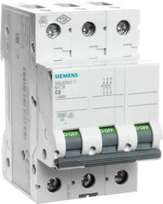 Image de Siemens 5SL6302-7 Disjoncteur de protection de ligne C2A tripolaire 6kA
