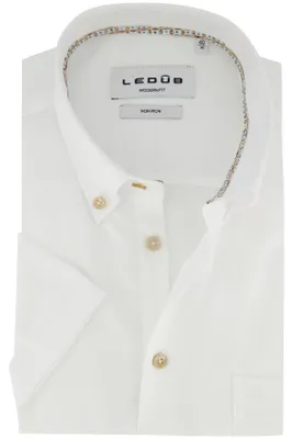 Produktbild von Ledub weißes Hemd Kurzarm Modern Fit bügelfrei Button-down mit Brusttasche