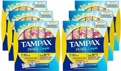 Productafbeelding van Tampax Compak tampons met applicator, reguliere maat, 18 stuks
