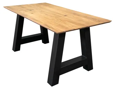 Produktbild von Esstisch 140 x 80 cm Akazie massiv naturfarben Schweizer Kante A-Gestell AMALIE