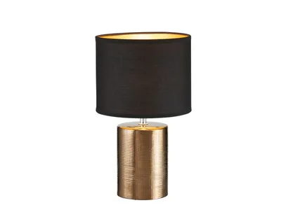 Produktbild von Fischer & Honsel Bronz Tischleuchte E14 Stoffschirm schwarz Chintz, goldfarben bronze 50657