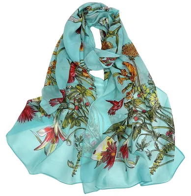 Immagine prodotto di Sciarpa da donna in georgette di chiffon, motivo floreale, 160 x 50 cm, multicolore