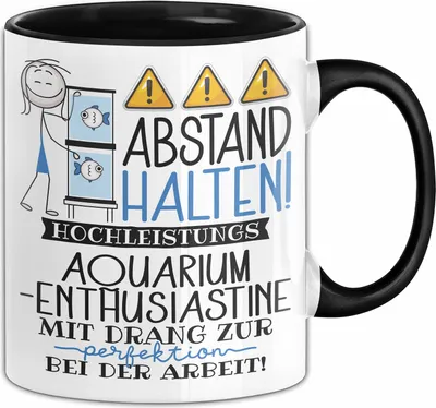 Produktbild von Aquarium-Enthusiastin Tasse Geschenk Lustig Abstand Halten Hochleistungs-Aquarium-Enthusiastin Mit Drang Zur Perfektion Bei Der Arbeit (Schwarz)