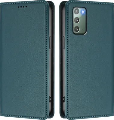 Image de Étui en cuir pour Samsung Galaxy Note 20, étui à rabat magnétique en cuirPolyuréthaneavec support, vert