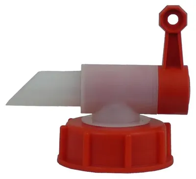 Dosierhahn, Luftstrom, 51 mm DIN-Gewinde, 70 ml/s, Edelstahl, Rot