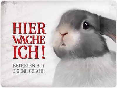 Produktbild von Metallschild XL mit Hase Motiv und Spruch: Betreten auf eigene Gefahr ...