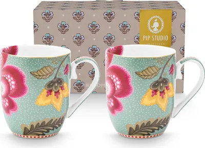Produktbild von PIP STUDIO Blooming Tales Fantasy Blue Henkelbecher Small 0,2l Set2