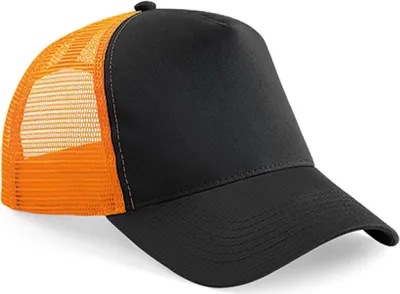 Produktbild von Beechfield B640 | Snapback Trucker Cap / Kappe / Mütze / Hut - Farbe: Black/Orange - Größe: One Size