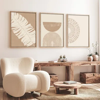 Produktbild von Wallity, Huhu259 - 50 x 70, Dekorativ gerahmtes MDF-Gemälde (3 Stück), Mehrfarbig, 100 % MDF, 50 x 70 cm