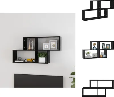 Produktbild von vidaXL Wandregal Schwarz 100x18x53 cm Holzwerkstoff -  Wandregale