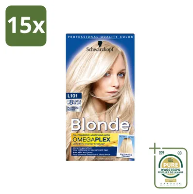 Imagen del producto de 15 unidades de Schwarzkopf Blonde L101, decolorante rubio platino - Paquete de suministro