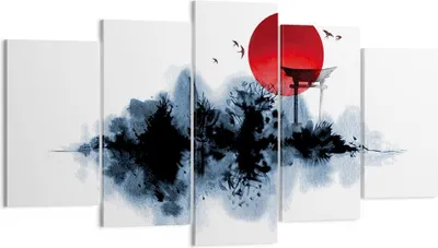 Produktbild von Bild auf Leinwand - Leinwandbild - 5 Teile - Rot Sonne Tor - 160x85cm - Wand Bild - Wanddeko - Wandbilder - Leinwanddruck - Bilder - Wanddekoration - Leinwand bilder - Wandbild - EA160x85-4666